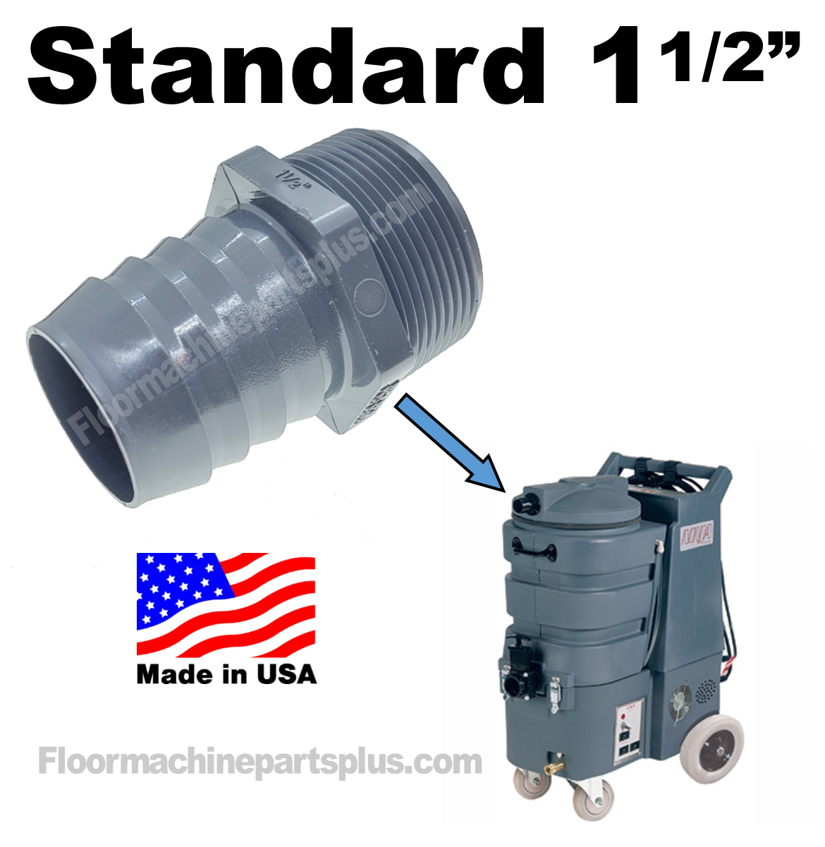 Standard Carpet Extractor Hose Barb 1 1/2″ X 1 1/2″ NPT